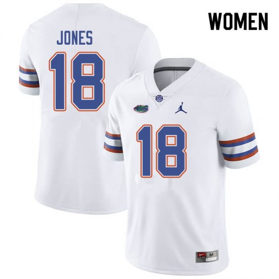 Women's Florida Gators #18 Jalon Jones NCAA Jordan Brand White Authentic Stitched College Football Jersey PBL6662VH